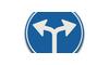 RVV Verkeersbord - D07 - Gebod tot het volgen van de rijrichting of één van de rijrichtingen die op het bord zijn aangegeven verplichte rijrichting links recht linksaf rechtsaf slaan afslaan breed